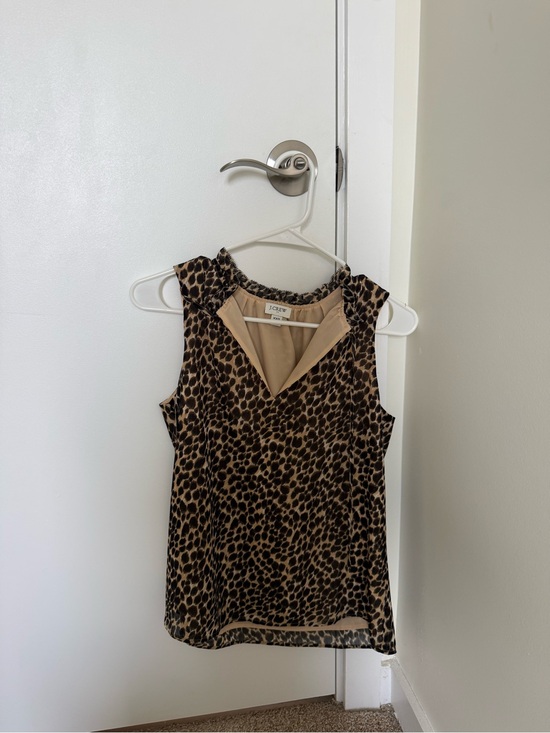 J. Crew Tops - J. Crew Leopard Print V-Neck Sleeveless Shell Top - Brown & Tan